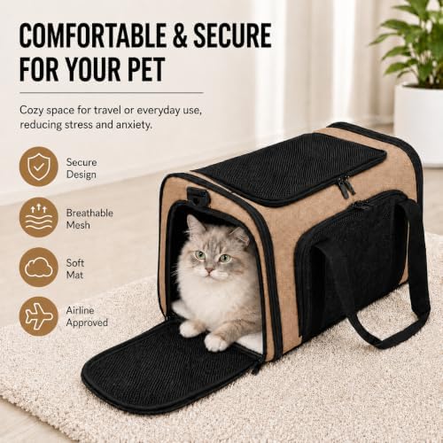 Pet Carrier for Cats and Dogs Up to 15 lb, Desert Yellow, Medium