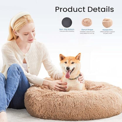 NEWBULIG 30.7x30.7 Inch Donut Dog Bed for Indoor Use, Large Sized Pet Sofa