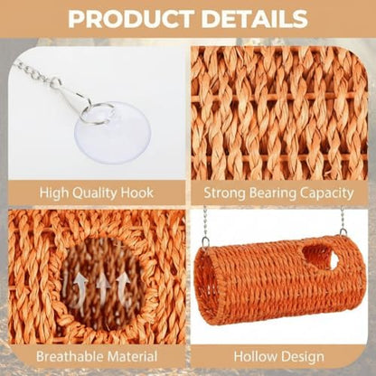 CroBlissful Bearded Dragon Tank Accessories, Long Cylindrical, Orange