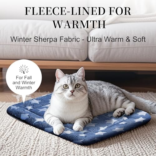 Dog Bed Mat, Reversible Crate Pad & Cute Dog Bed - Machine Washable Kennel Mat with Ultra Soft for Small Dogs & Cats