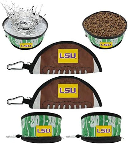 Pets First NCAA LSU Tigers Collapsible Dog Travel Bowl Set, 2 Pack Food & Water Bowls for Dogs, Best Portable & Lightweight Leak-Proof Dog Bowls for Travel