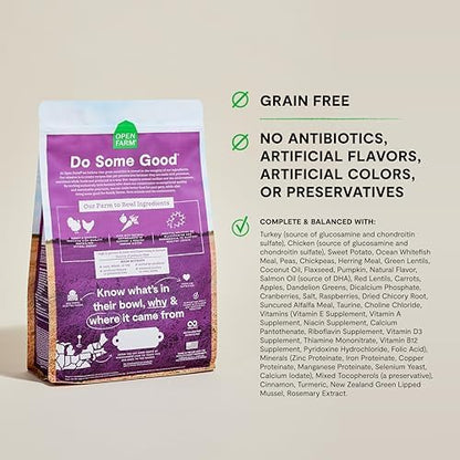 Open Farm Grain Free Dry Dog Food, Senior Dog Kibble, 4lb Bag