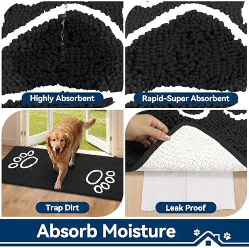 Bcoimo Super Absorbent Dog Door Mat, 60"*24" Anti Slip Mat for Muddy Paws