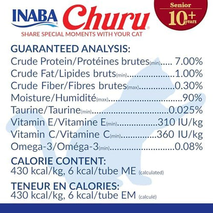 INABA Churu Senior Lickable Cat Treats, Tuna Chicken Variety, 60ct