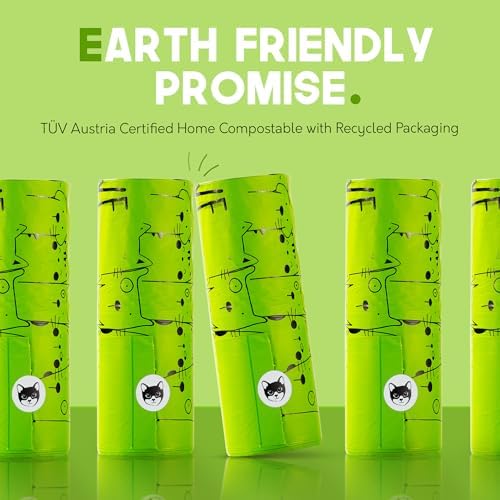 Certified Home Compostable Cat Litter Bags for Poop, XL 60 Count