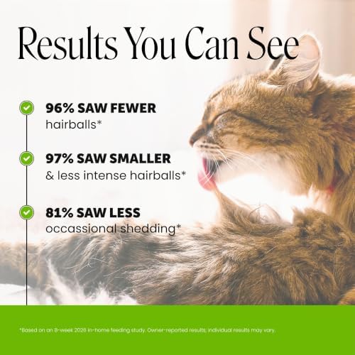 Cat Hairball Remedy Treats - Dual Texture Crunchy Creamy Hairball Treatment for Cats, Furball Relief Control Supplement with Fiber, Fish Oil for Indoor Cats Skin Coat Digestion (90-Day Supply)