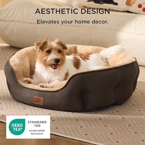 Bedsure Medium Dog Bed Washable,Large Cat Beds for Indoor Cats,28in Brown
