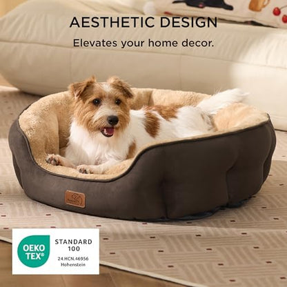 Bedsure Medium Dog Bed Washable,Large Cat Beds for Indoor Cats,28in Brown