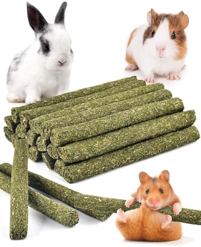 Bissap 25PCS Timothy Hay Sticks, Natural Molar Chew Treats for Small Pets