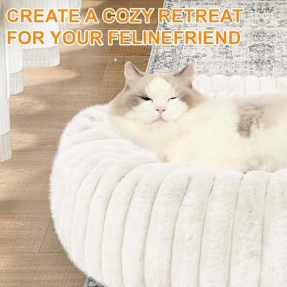 Washable Large Dog Bed,Fluffy Puppy Kitten Beds for Small Dogs(White,XL)