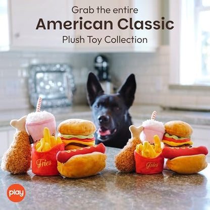 P.L.A.Y. Cute Plush Dog Toys - Fast Food Themed Durable Giggle Chew Toy, Great for Puppies & Small, Medium, Large Dog - Machine Washable, Recycled Materials (American Classic 5 Piece Set, Medium)