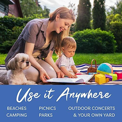 scuddles Waterproof Picnic Blanket 60" x 60" for Beach, Camping and Travel