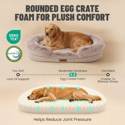 Miorun Fluffy Orthopedic Dog Beds Large Sized Dog, 48" Bolster Sofa Bed