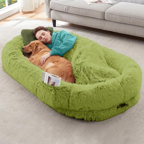 YAEM Human Dog Bed for Adult, 71"x45"x12" Calming Giant Pet Bed, GrassGreen
