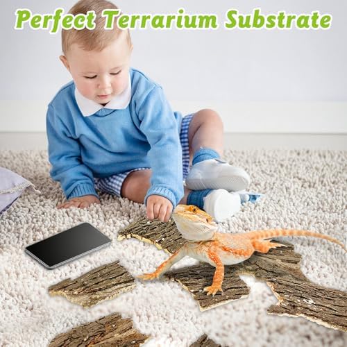 Reptile Cork Bark 1 Lb Flat Cork Wood for Terrarium Small Tree Bark Pieces 3.9-5.9in Natural Bulk Cork Bedding Tank Substrate for Bearded Dragon Snake Spiders Geckos Tortoise Hermit Crabs