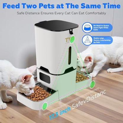 Dual Automatic Cat Feeder 7L WiFi Dry Food Dispenser for 2 Cats Muti Pets