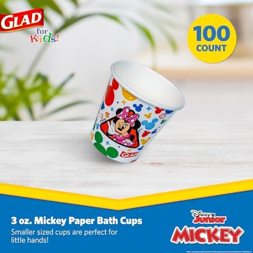 Glad for Kids Disney Mickey and Friends Mini Paper Cups, 3 Oz, 100 Count