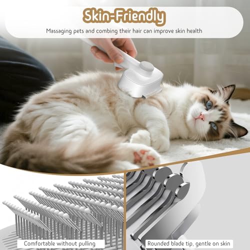 Dog & Cat Brush for Shedding, 2-in-1 Self Cleaning Deshedding Brush