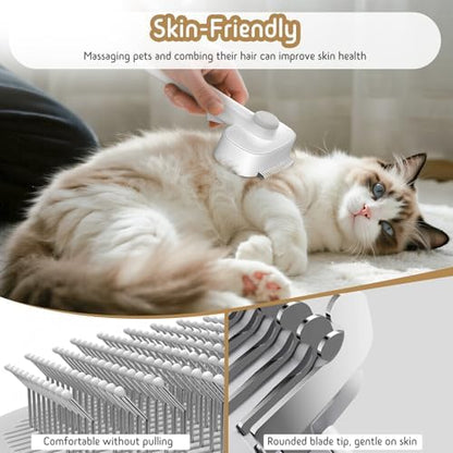 Dog & Cat Brush for Shedding, 2-in-1 Self Cleaning Deshedding Brush