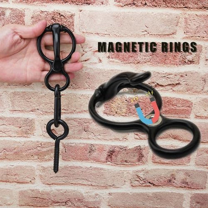 2pcs Horse Tie Ring, Heavy Duty Tie Ring Horse Training Equipment with Eye Bolt,Quick snap,Humane and Safe Tie Way,Black
