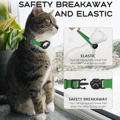 AirTag Cat Collars, Stretchy Collar with AirTag Holder and Bell