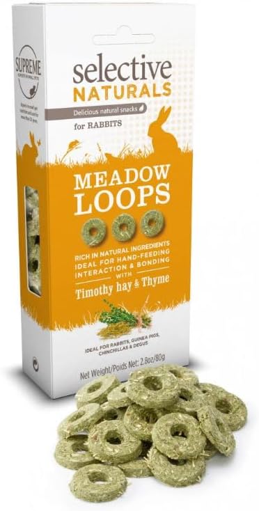 Selective Naturals Meadow Loops for Rabbits with Timothy Hay & Thyme 80g (Pack of 4)