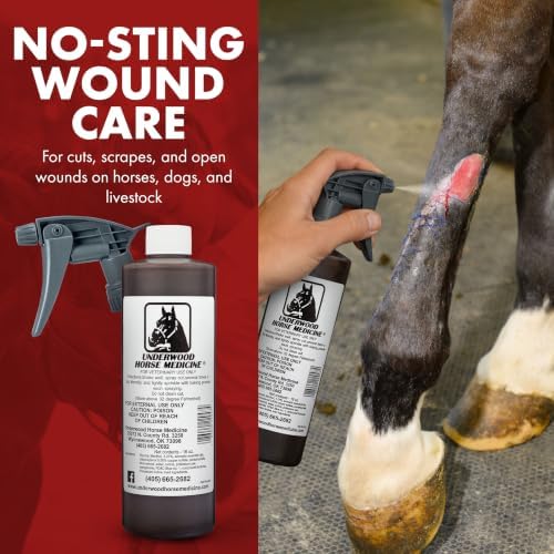 Horse Wound Spray Refill Bottle with Trigger, 16 oz, No-Sting Wound Care