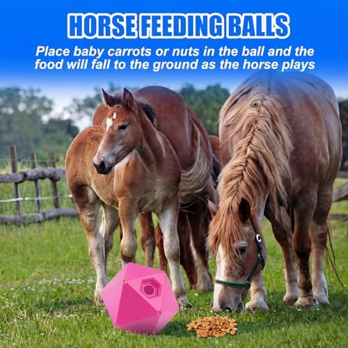 Seenelling 1 Pack Horse Treat Ball, 9" Feeder Toy for Horses, Pink