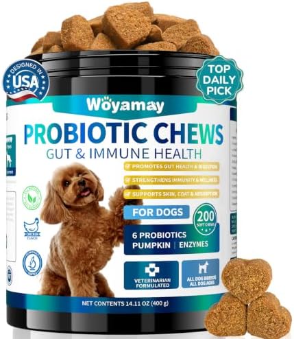 Woyamay Probiotics for Dogs, Dog Probiotics Chews, Gut & Digestive Support