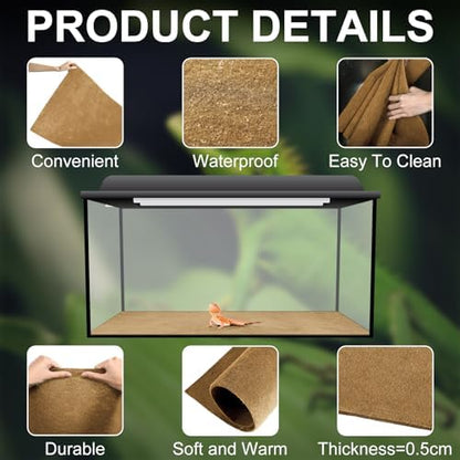 Haull 4 Pcs Reptile Carpet Terrarium Floor Mat Liner, 47 x 24 Inch, Coffee
