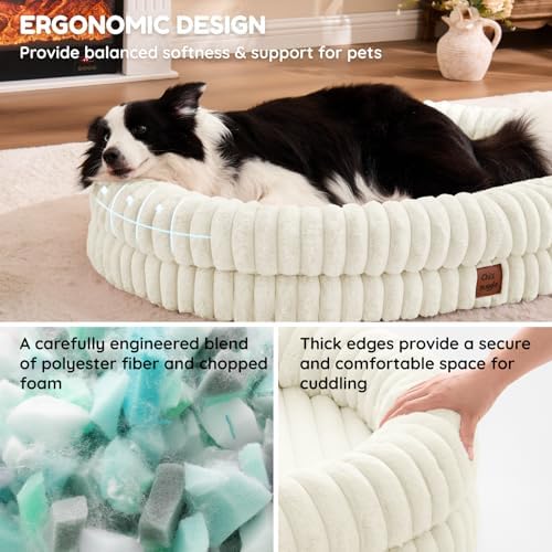ChiXnuggle Orthopedic Dog Bed, Washable Cover, Faux Fur Bolster Pet Couch