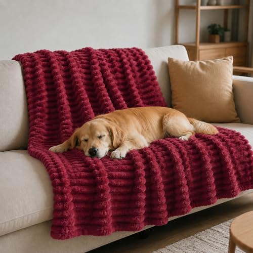 Emotional Support Blanket for Dogs, Yellow Dog Blanket (Claret,27x39in)