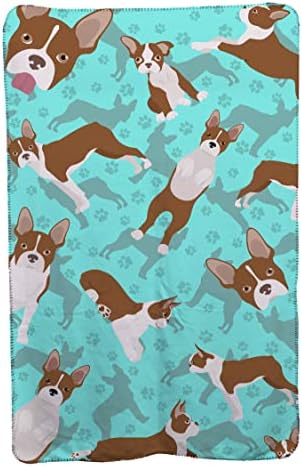 Caroline's Treasures MLM1045TBLT Red Boston Terrier Soft Travel Blanket with Bag Airplane Blanket, Indoor Outdoor Camping Blanket for Traveling, Picnics, Beach Trips, Concerts