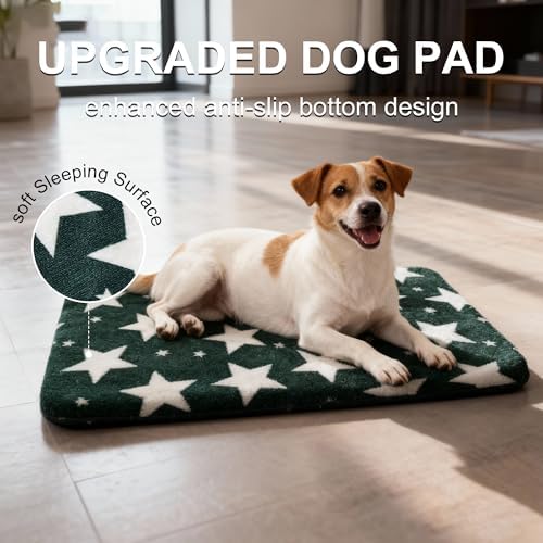 Dog Crate Pad Washable Dog Pet Bed for Crate kennel Medium Mat 30in Green
