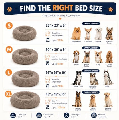 Ghouse Calming Donut Dog Bed for Medium Dogs, 30 in Washable Medium Pet Bed
