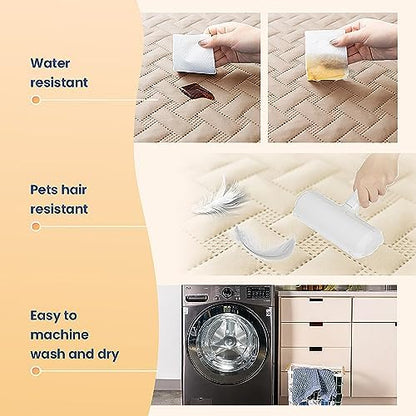 gogobunny 100% Double Sided Waterproof Dog Blanket Soft Bed Pet Cover Reversible Protect Furniture Couch Sofa Car for Puppy Cat Kids (Dark Beige/Light Beige, 30x30 Inch (Pack of 1))