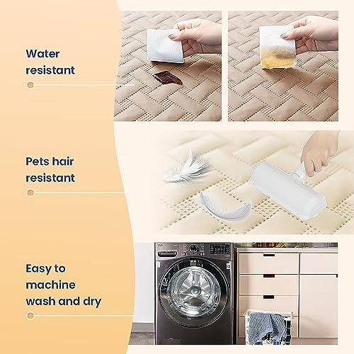 gogobunny 100% Double Sided Waterproof Dog Blanket Soft Pet Bed Cover Reversible Protect Furniture Couch Sofa Car for Puppy Cat Kids (Dark Beige/Light Beige, 82x120 Inch (Pack of 1))