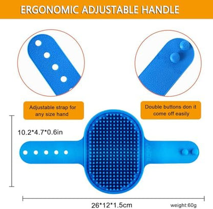 ROPO Dog Bath Brush, Dog Shampoo Brush With Adjustable Ring Handle Long Bristles, Upgraded Version Anti-Slip Back & Strap, Pet Grooming Brush for Dogs & Cats 2pcs