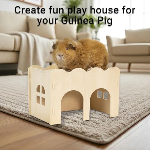 Bifeaw Natural Wooden Chew-Proof Guinea Pig Hideout