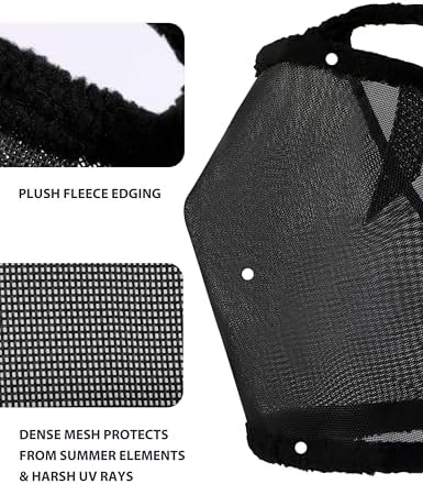 Harrison Howard All Round Mesh Horse Fly Mask UV Protective with Fleece Padded Edging Black XL