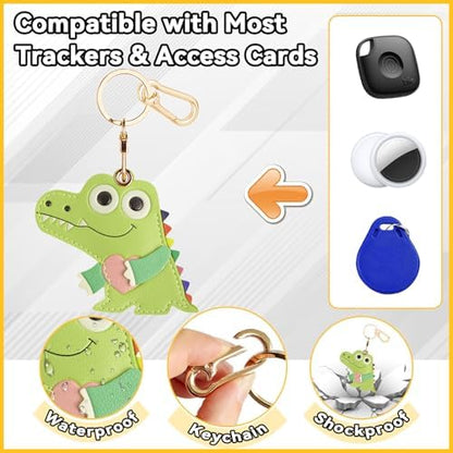 Leather Keychain Holder Case for AirTag, Cute Protective Cover for Apple Airtag KeyChain, GPS Tracker Item Finder