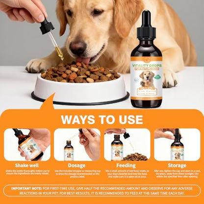 Mature Dog Vitality Drops with NMN,NAD+ & CoQ10-Longevity Supplement,Healthy Aging,Cellular Energy & Antioxidant Support -60ml（2 FL OZ）