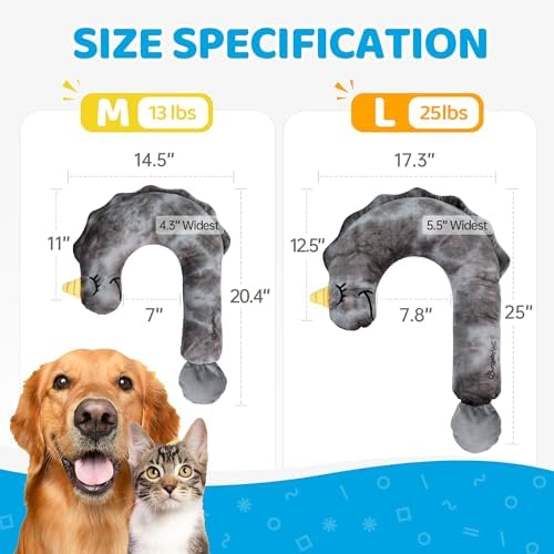 BurgeonNest Small Dog Calming Pillow for Dogs and Cats, Grey L