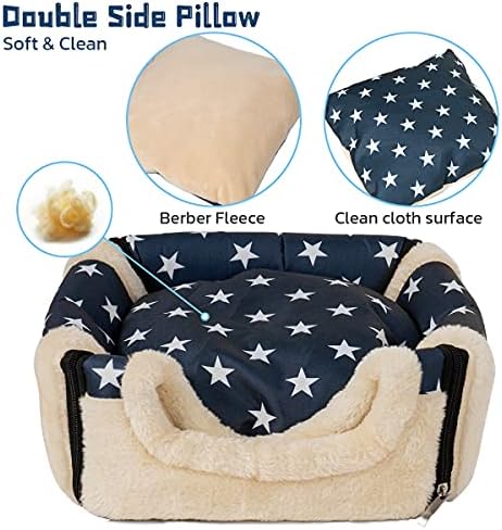 Pet Soft Guinea Pig & Rabbit Cozy Hideout House - Small Animal Bed for Guinea Pigs, Rabbits, Hamsters, Rats & Chinchillas Cave Bed (Stars)