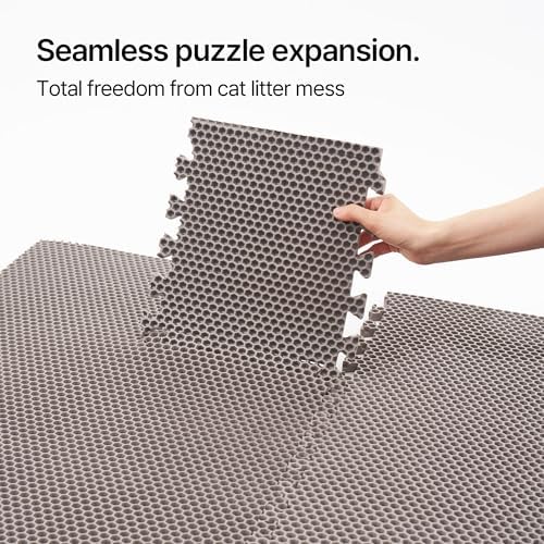 Mewtopia No-Gap Puzzle Cat Litter Box Mat – Seamless, Limitless Expandable, Extra Large(41.3"x21.6") Litter Trapping mat, Urine & Waterproof, Detachable, Easy to Rinse, Vacuum.
