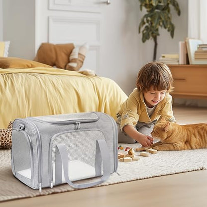 Cat Carrier Soft Up to 16 Lbs, Breathable Pet Travel Bag with Steel Frame
