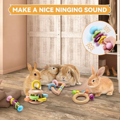 AOWPFVV Wooden Bunny Toys,Safe Rabbit Toys for Guinea Pigs,Small Animals