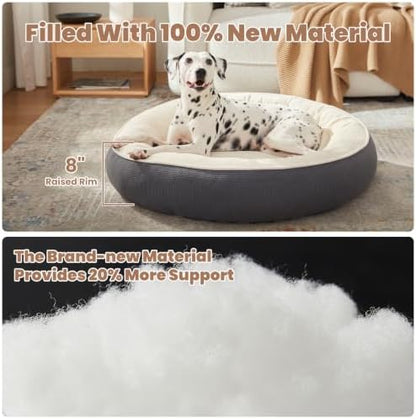 36 inches Soft Touch Fleece Donut Dog Bed for Large Dogs,Dark Grey