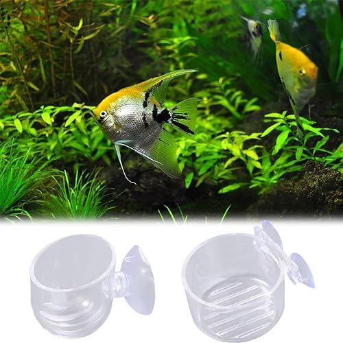 Fish Tank Plant Cup 6PCS Aquarium Growing Cups Acrylic Waterweed Cup Aquarium Decoration Plant Cup Pot with Suction Holder Mini Gardening Vase Feeder