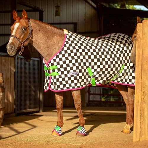 Jeffers Expression Fleece Cooler for Horses, Standard Neck, Skater Cowgirl 75"- Equine Towel Blanket, Moisture Absorbent, Light Weight, Best for Drying, Exercise, Bathing, Adjustable Belly Bands